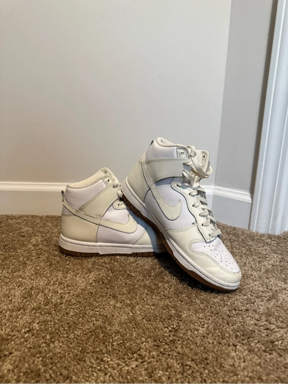 Nike High-Top Sneakers in Cream and White